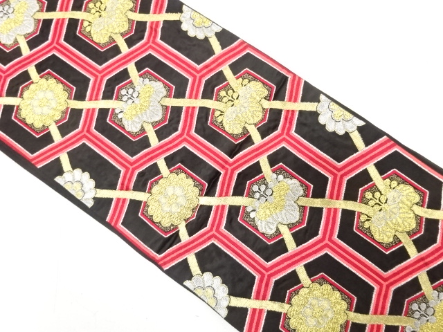 JAPANESE KIMONO / ANTIQUE FUKURO OBI / WOVEN PAULOWNIA & KIKU